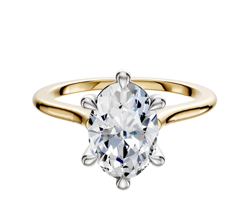 18K Two Tone 6 Prong Basket Cathedral Dome 1.5mm Engagement Ring