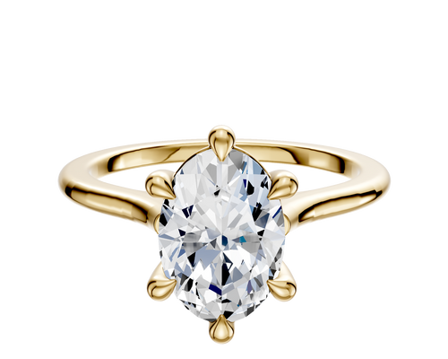 18K Yellow Gold 6 Prong Basket Cathedral Dome 1.5mm Engagement Ring