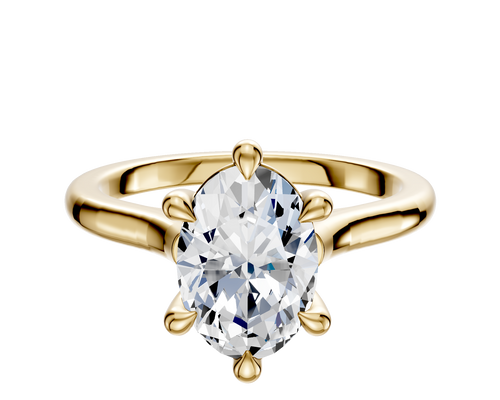 14K Yellow Gold 6 Prong Basket Cathedral Dome 2.0mm Engagement Ring