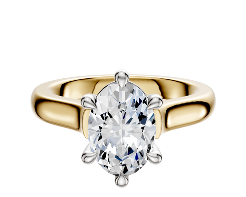 18K Two Tone 6 Prong Basket Cathedral Dome 3.0mm Engagement Ring