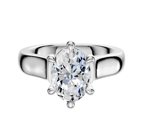 18K White Gold 6 Prong Basket Cathedral Dome 4.0mm Engagement Ring
