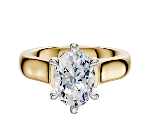 18K Two Tone 6 Prong Basket Cathedral Dome 4.0mm Engagement Ring