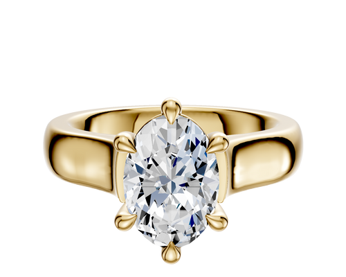 18K Yellow Gold 6 Prong Basket Cathedral Dome 4.0mm Engagement Ring