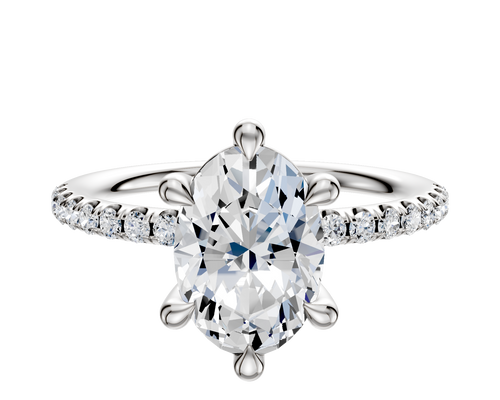 Platinum 6 Prong Basket Classic Dome 1-Row-Pave 2.5mm Engagement Ring