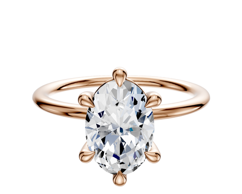 18K Rose Gold 6 Prong Basket Classic Dome 1.5mm Engagement Ring