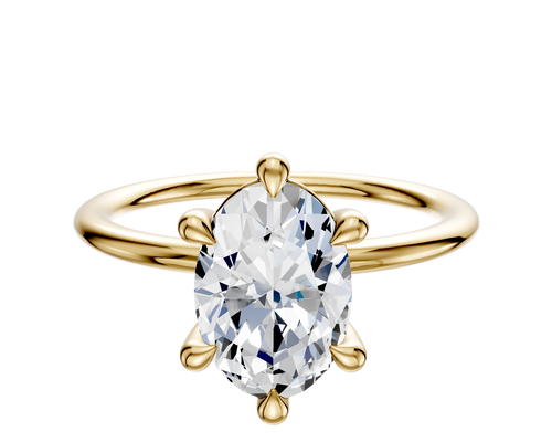 18K Yellow Gold 6 Prong Basket Classic Dome 1.5mm Engagement Ring