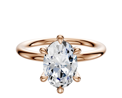 18K Rose Gold 6 Prong Basket Classic Dome 2.0mm Engagement Ring