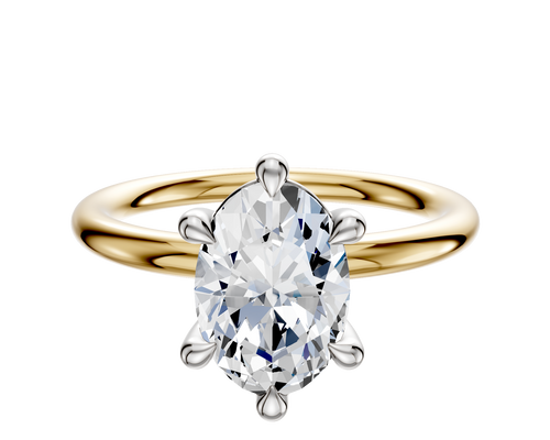 14K Two Tone 6 Prong Basket Classic Dome 2.0mm Engagement Ring