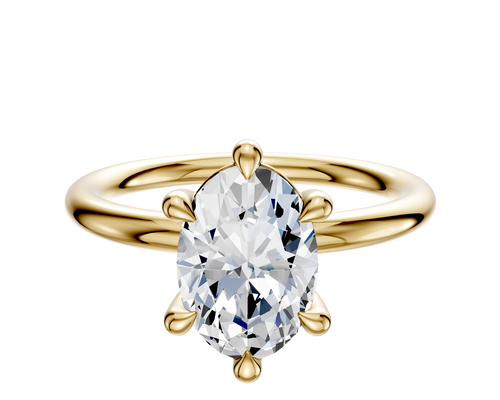 14K Yellow Gold 6 Prong Basket Classic Dome 2.0mm Engagement Ring