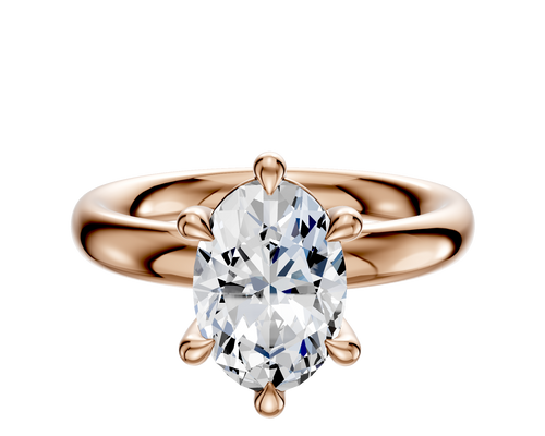 18K Rose Gold 6 Prong Basket Classic Dome 3.0mm Engagement Ring