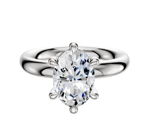 18K White Gold 6 Prong Basket Classic Dome 3.0mm Engagement Ring