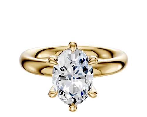 18K Yellow Gold 6 Prong Basket Classic Dome 3.0mm Engagement Ring