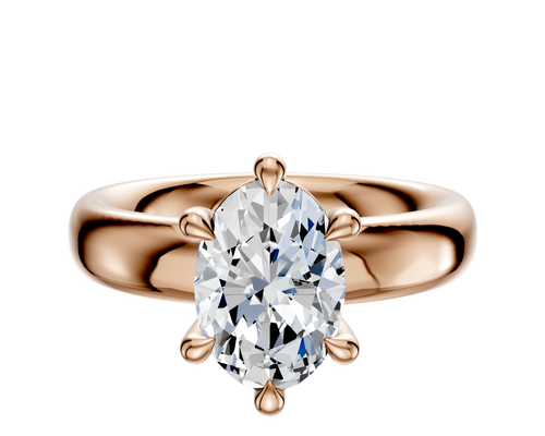 14K Rose Gold 6 Prong Basket Classic Dome 4.0mm Engagement Ring