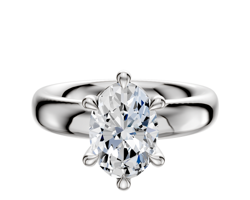 14K White Gold 6 Prong Basket Classic Dome 4.0mm Engagement Ring