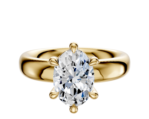 14K Yellow Gold 6 Prong Basket Classic Dome 4.0mm Engagement Ring