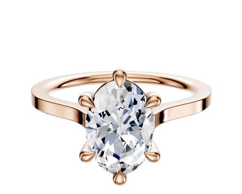 18K Rose Gold 6 Prong Basket Cathedral Flat 1.5mm Engagement Ring