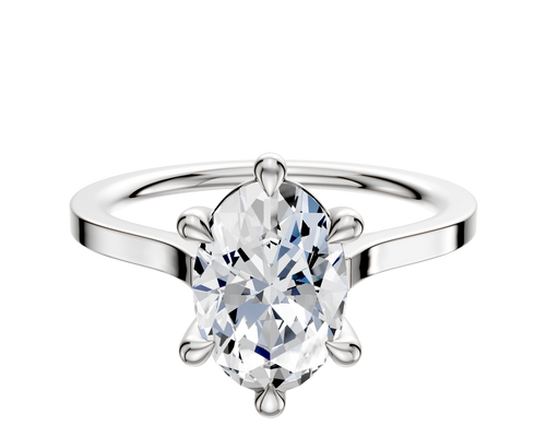 14K White Gold 6 Prong Basket Cathedral Flat 1.5mm Engagement Ring