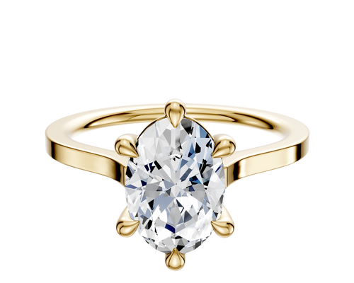 18K Yellow Gold 6 Prong Basket Cathedral Flat 1.5mm Engagement Ring