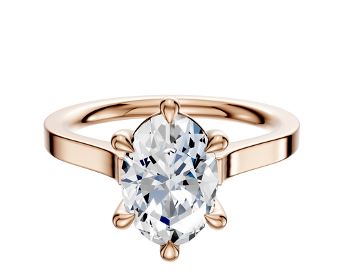 18K Rose Gold 6 Prong Basket Cathedral Flat 2.0mm Engagement Ring