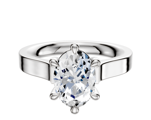 14K White Gold 6 Prong Basket Cathedral Flat 3.0mm Engagement Ring