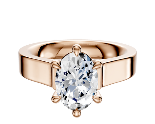 18K Rose Gold 6 Prong Basket Cathedral Flat 4.0mm Engagement Ring