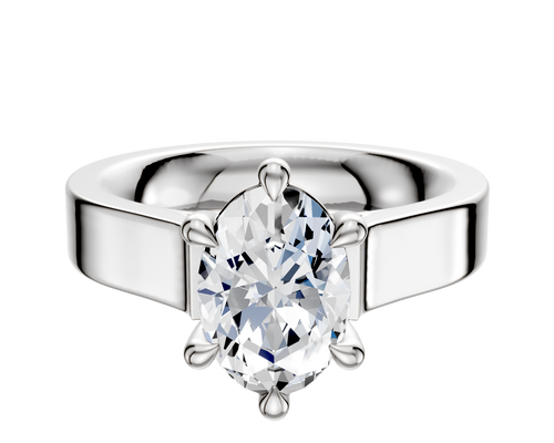 14K White Gold 6 Prong Basket Cathedral Flat 4.0mm Engagement Ring