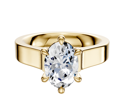 14K Yellow Gold 6 Prong Basket Cathedral Flat 4.0mm Engagement Ring
