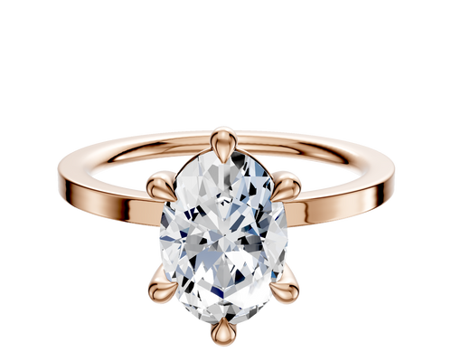 18K Rose Gold 6 Prong Basket Classic Flat 1.5mm Engagement Ring