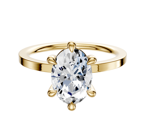 18K Yellow Gold 6 Prong Basket Classic Flat 1.5mm Engagement Ring