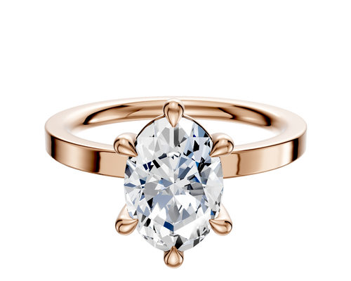 14K Rose Gold 6 Prong Basket Classic Flat 2.0mm Engagement Ring