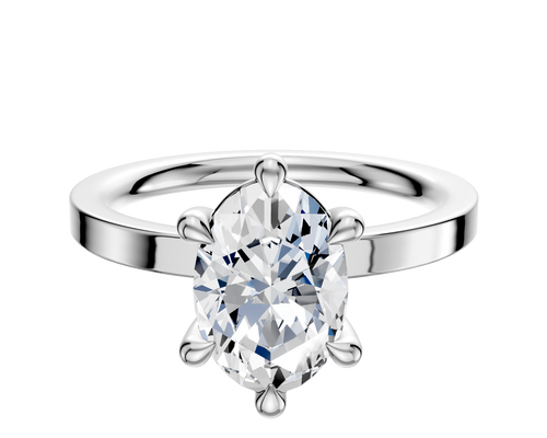 18K White Gold 6 Prong Basket Classic Flat 2.0mm Engagement Ring