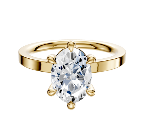 18K Yellow Gold 6 Prong Basket Classic Flat 2.0mm Engagement Ring