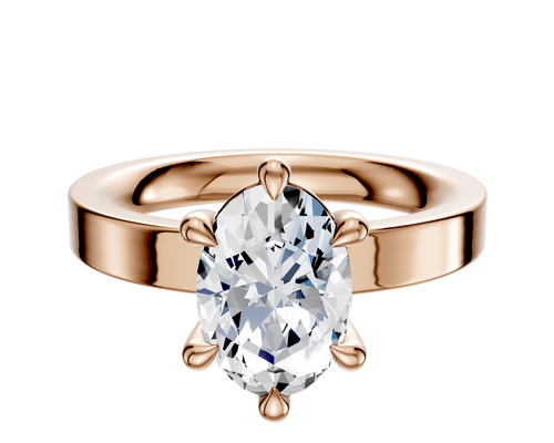18K Rose Gold 6 Prong Basket Classic Flat 3.0mm Engagement Ring