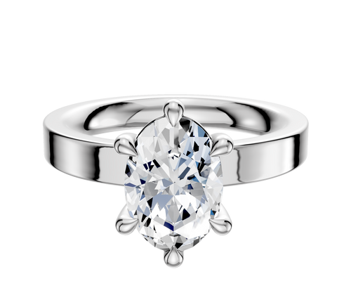 18K White Gold 6 Prong Basket Classic Flat 3.0mm Engagement Ring