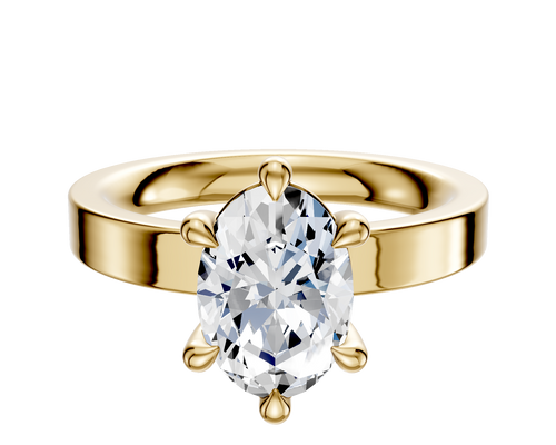 14K Yellow Gold 6 Prong Basket Classic Flat 3.0mm Engagement Ring