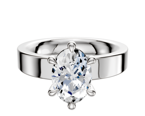18K White Gold 6 Prong Basket Classic Flat 4.0mm Engagement Ring