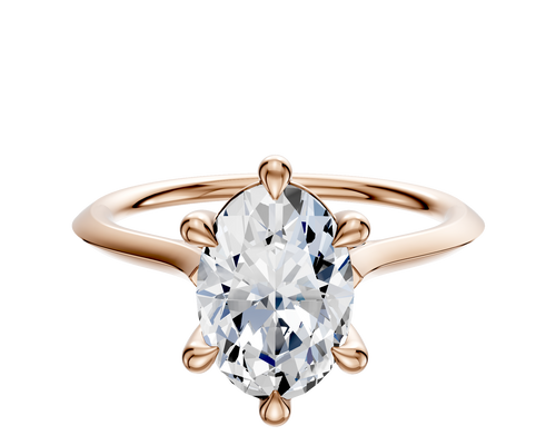 18K Rose Gold 6 Prong Basket Cathedral Knife Edge 1.5mm Engagement Ring
