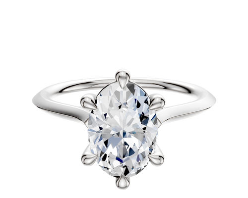 14K White Gold 6 Prong Basket Cathedral Knife Edge 1.5mm Engagement Ring