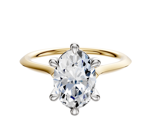 14K Two Tone 6 Prong Basket Cathedral Knife Edge 1.5mm Engagement Ring