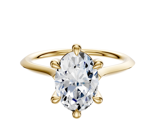 14K Yellow Gold 6 Prong Basket Cathedral Knife Edge 1.5mm Engagement Ring