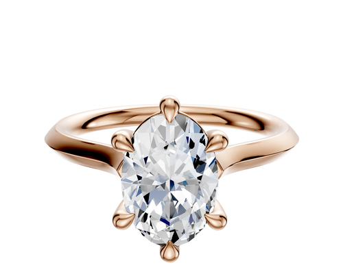 18K Rose Gold 6 Prong Basket Cathedral Knife Edge 2.0mm Engagement Ring