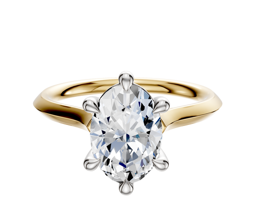 14K Two Tone 6 Prong Basket Cathedral Knife Edge 2.0mm Engagement Ring