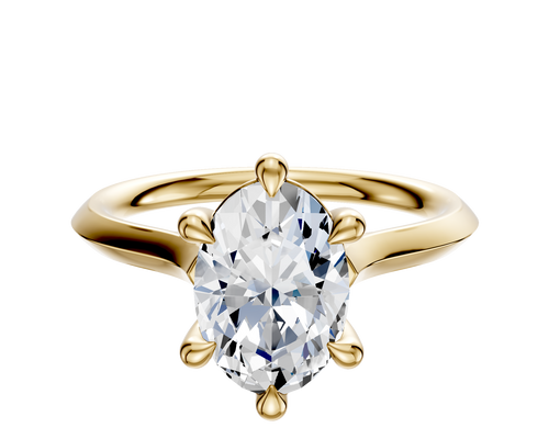 14K Yellow Gold 6 Prong Basket Cathedral Knife Edge 2.0mm Engagement Ring