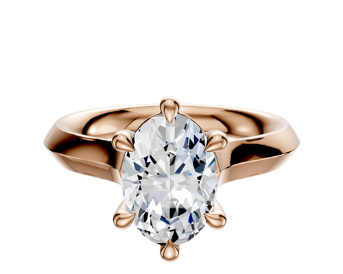 18K Rose Gold 6 Prong Basket Cathedral Knife Edge 3.0mm Engagement Ring