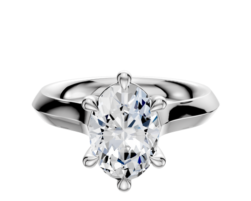 14K White Gold 6 Prong Basket Cathedral Knife Edge 3.0mm Engagement Ring