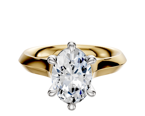 14K Two Tone 6 Prong Basket Cathedral Knife Edge 3.0mm Engagement Ring