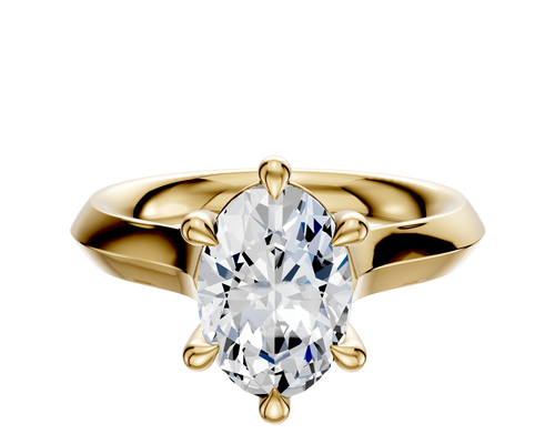 14K Yellow Gold 6 Prong Basket Cathedral Knife Edge 3.0mm Engagement Ring