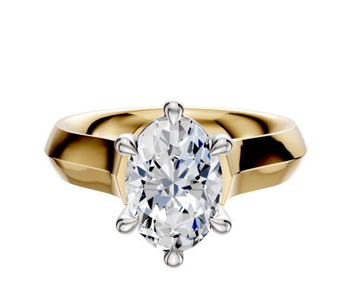 14K Two Tone 6 Prong Basket Cathedral Knife Edge 4.0mm Engagement Ring