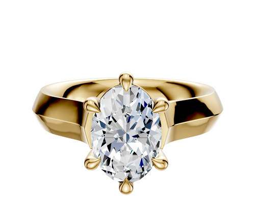 18K Yellow Gold 6 Prong Basket Cathedral Knife Edge 4.0mm Engagement Ring