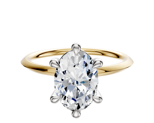 18K Two Tone 6 Prong Basket Classic Knife Edge 1.5mm Engagement Ring
